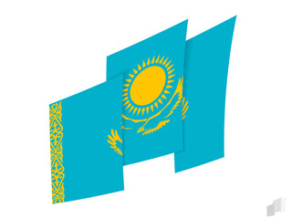 Kazakhstan flag in an abstract ripped design. Modern design of the Kazakhstan flag.