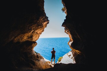Fisherman's hidden cave in the country of Malta