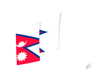 Nepal flag in an abstract ripped design. Modern design of the Nepal flag.