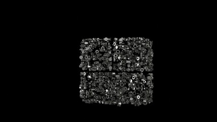 Fototapeta premium 3d rendering mechanical parts in shape of symbol of chile isolated on black background