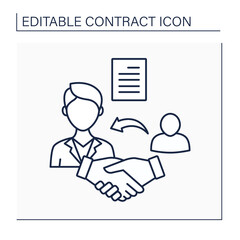 Agent line icon. Person who acts or represents a client. Enters into contracts. Agreement. Contract concept. Isolated vector illustration. Editable stroke