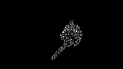 3d rendering mechanical parts in shape of symbol of matches isolated on black background