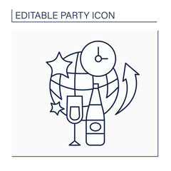 After party line icon. Small party after larger event. Exclusive event for special guests. Celebration with alcohol and dance. Party concept. Isolated vector illustration. Editable stroke
