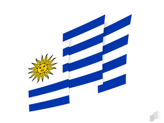 Uruguay flag in an abstract ripped design. Modern design of the Uruguay flag.
