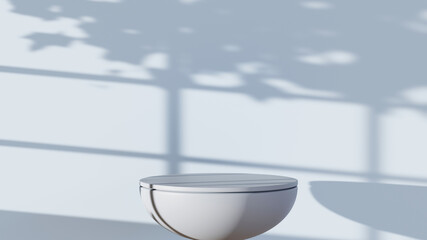 3D rendering of Semicircular podium for displaying products background. Mockup for show product.