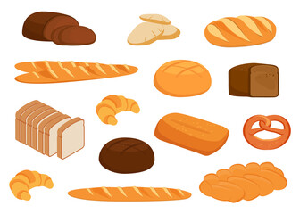 Set vector bread icons for design menu bakery.