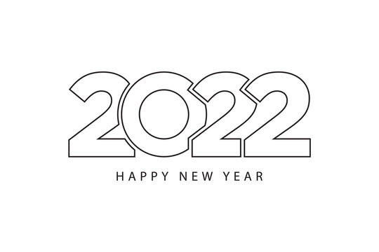 Simple style lines happy new year 2022 black white theme. Vector illustration.