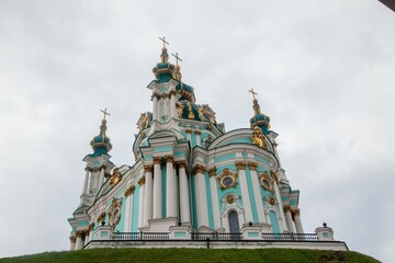 Fototapeta na wymiar St. Andrew's Church seen in Kyiv, Ukraine