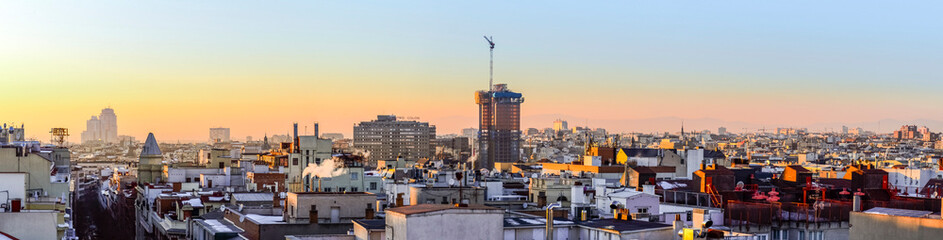 Fototapeta na wymiar Panoramic of the city of Madrid at sunset