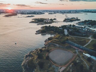 Drone Views from around Suomenlinna in Helsinki, Finland