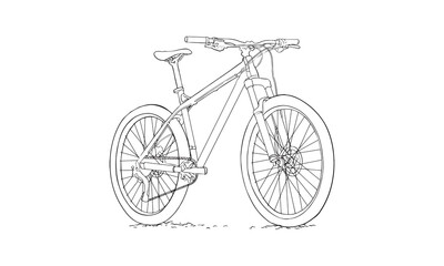 bicycle bike vehicle line art sketch drawing illustration for coloring book