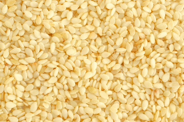 Background from sesame seeds, gergelim, top view, texture. Close-up of sesame seeds or gergelim. Sesamum indicum. Use as a background. Sesame seeds background, gergelim.