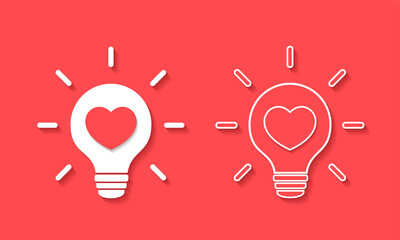 Heart shape in light bulb. Idea, solution, innovation. Illustration vector