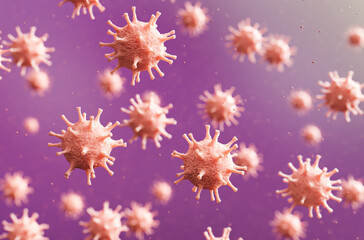  Virus infected organism. Medical concept, science background with viruses. 3d illustration