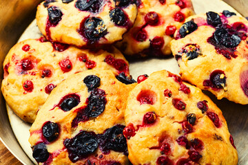 Homemade syrniki with currants