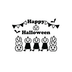 ハロウィン　カット　素材  白黒　イラスト