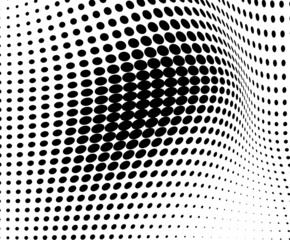 The halftone texture is monochrome. Chaotic waves of black dots on a white background