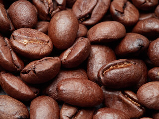 roasted coffee bean background, top view roasted coffee bean background, top view