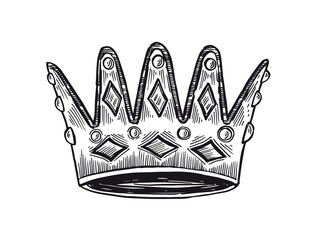 Crown hand drawn illustrations. Vector.	