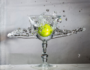 Lemon falling into water