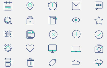 set of creative minimal outline web icon design vector illustration
