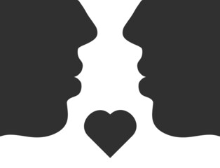 Man and woman face silhouette. Face to face icon . Love print.