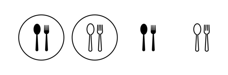 spoon and fork icon set. spoon, fork and knife icon vector. restaurant icon