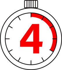 Electronic Digital Stopwatch. Timer 4 seconds isolated on gray background.Stopwatch icon set. Timer icon. Time check. Seconds timer, seconds counter. Timing device. Two options.