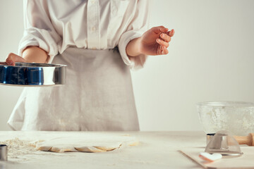 Fototapeta na wymiar chef kneading dough baking kitchen cooking