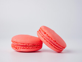 colorful macaroons isolated on white background closeup