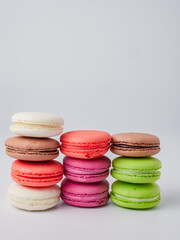 colorful macaroons isolated on white background closeup