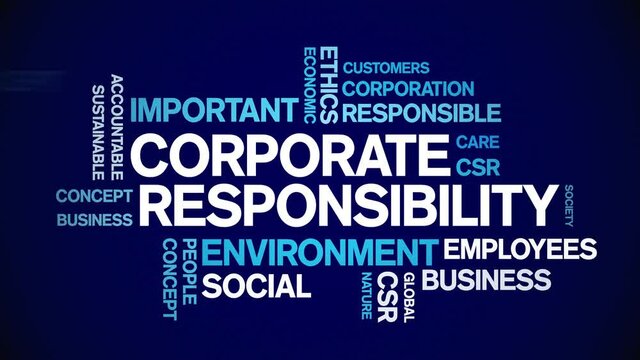Corporate Responsibility Animated tag word cloud;text design animation typography seamless loop.