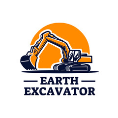 Earth Excavator Machine Logo Design Isolated © bonky