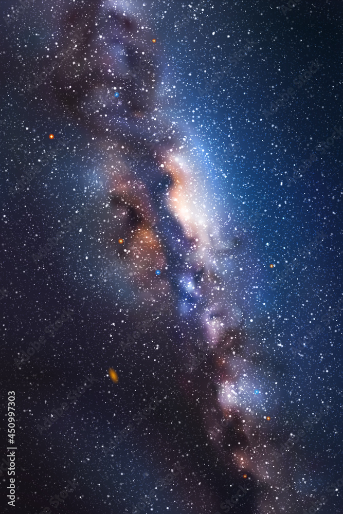 Sticker night starry sky. milky way, stars, nebula. space vertical background