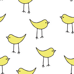 Seamless pattern. Vector illustration with decorative birds. Scandinavian style.