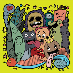 Cartoon monsters collection. set of cartoon monsters group