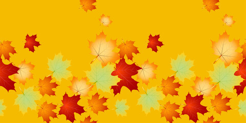 Naklejka na ściany i meble Seamless autumn leafs vector pattern. Seamless border with Fall maple leaves.Back to school, education. Vector design EPS 10