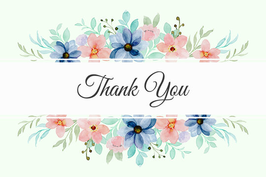 Thank you card with colorful floral watercolor