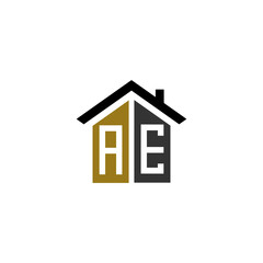 ae home logo design vector luxury linked