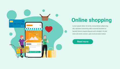 Online shopping landing page vector illustration