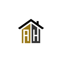 ah home logo design vector luxury linked