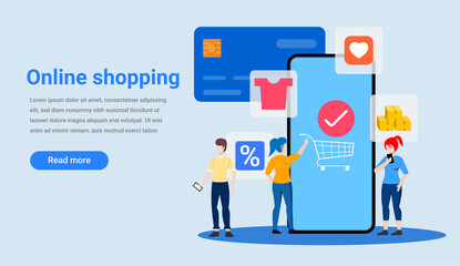 Shopping Online landing page concept for website