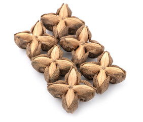 Nuts Incas , sacha inchi peanut seed on white background