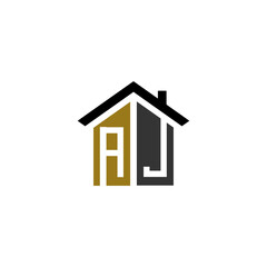 aj home logo design vector luxury linked