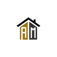 am home logo design vector luxury linked