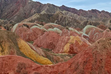 Photo sur Plexiglas Zhangye Danxia Le magnifique rocher coloré du géoparc de Zhangye Danxia en Chine.