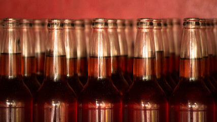 glass bottle full of oil at the temple for pray to chinese god