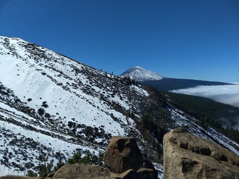 snow covered mountains