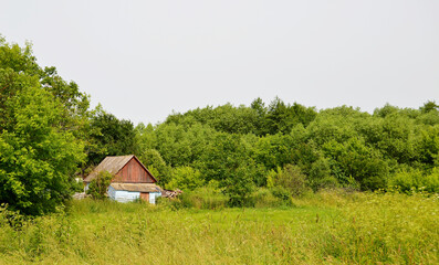 Beautiful old abandoned building farm house in countryside