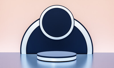 Scene with elegant shiny podium for mock up presentation in minimalism style with copy space, 3d render abstract background